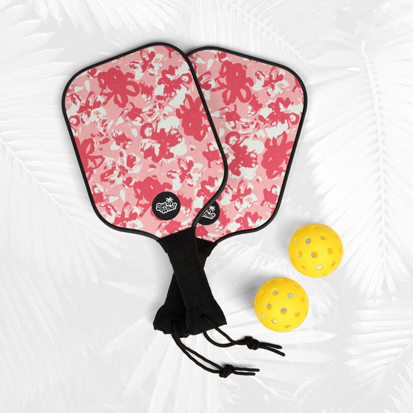 Pickleball Kit - Coral Painted Flowers