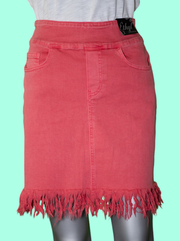 Ethyl Clothing Pull On Fringe Skirt - Symbol [P3238COR-SYMBOL]