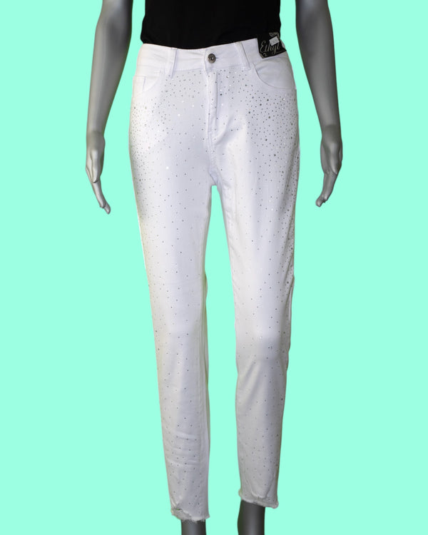 Ethyl Clothing - The Waterfall Bling Denim Jean - Fuego [Z55WHT-FUEGO]