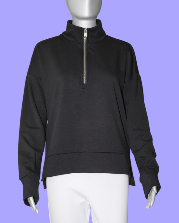 Lulu-B Half-Zip Pull Over Scuba Top [SCB5300 BLK]