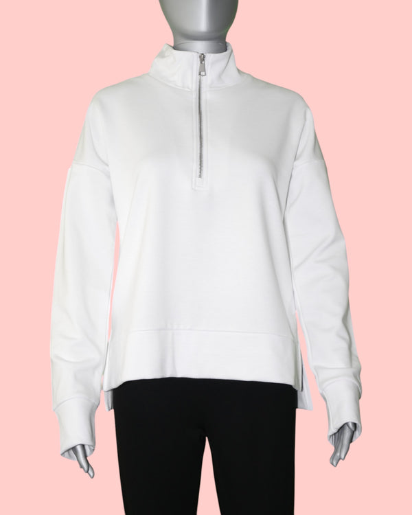 Lulu-B Half-Zip Pull Over Scuba Top [SCB5300 WHT]