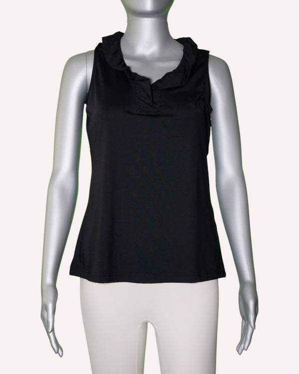 Lulu-B Ruffle V-Neck Tank [SPX0753S BLK]