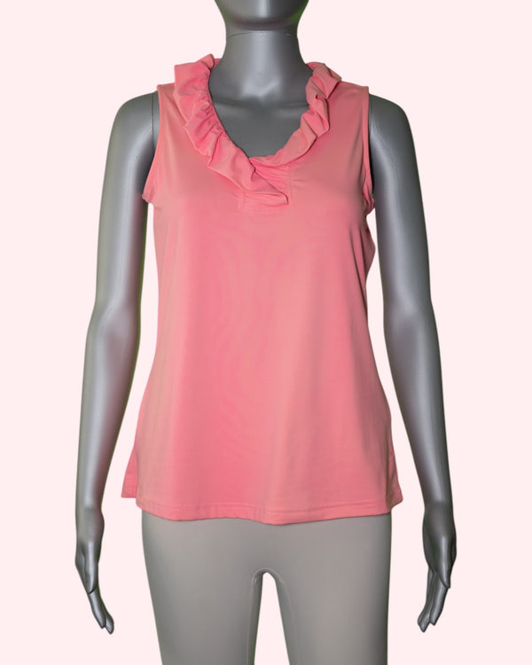 Lulu-B Ruffle V-Neck Tank [SPX0753S CRCL]