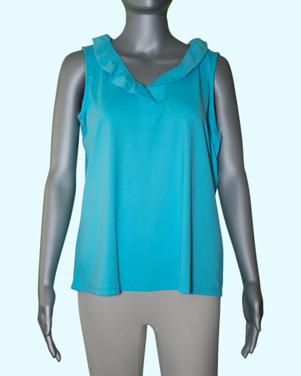 Lulu-B Ruffle V-Neck Tank [SPX0753S TQCL]