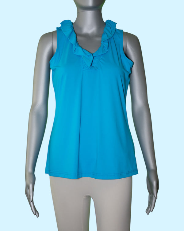 Lulu-B Ruffle V-Neck Tank [SPX0753S TUR]