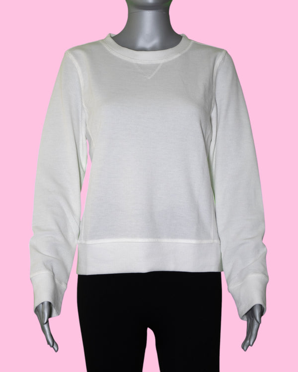 Lulu-B Waffle Knit Crew Neck Long Sleeve [TXT5303 CRM]